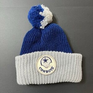 Vintage Dallas Cowboys 80s Knit Winter Hat Pom Beanie NFL‎ Ski Cap Youth Kids